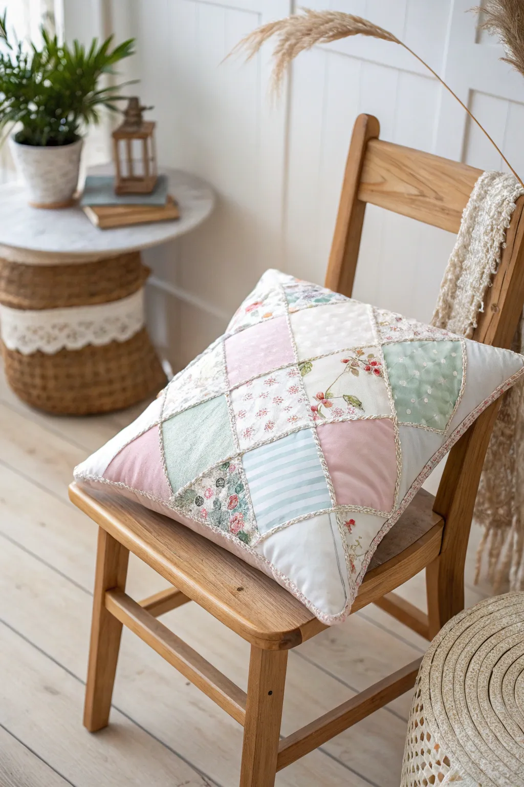 Discover the art of patchwork with these effortlessly chic cushions – where mismatched fabrics find harmony. ✨🪡