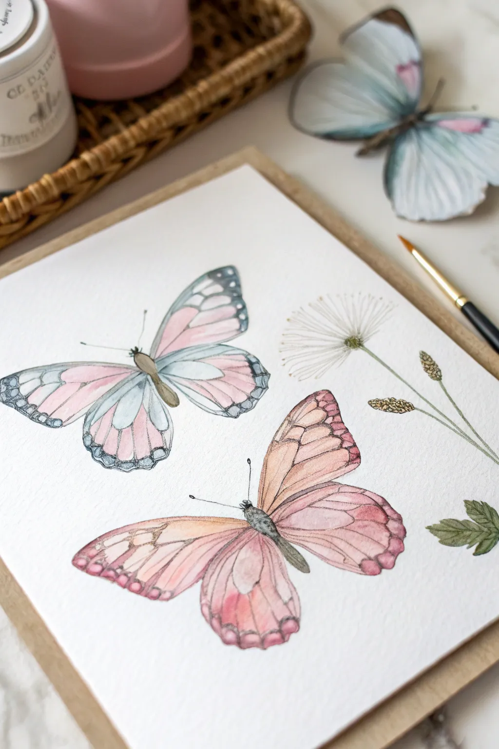 Embrace the elegance of simplicity with these delicate watercolor butterflies.