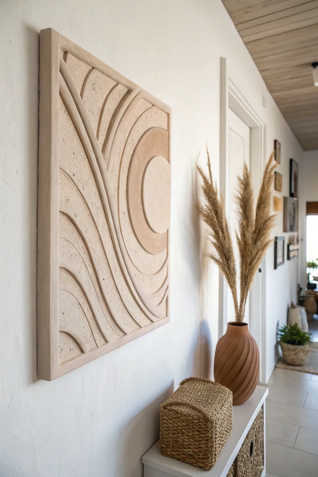 Elevate your space with the subtle beauty of minimalist clay wall reliefs.