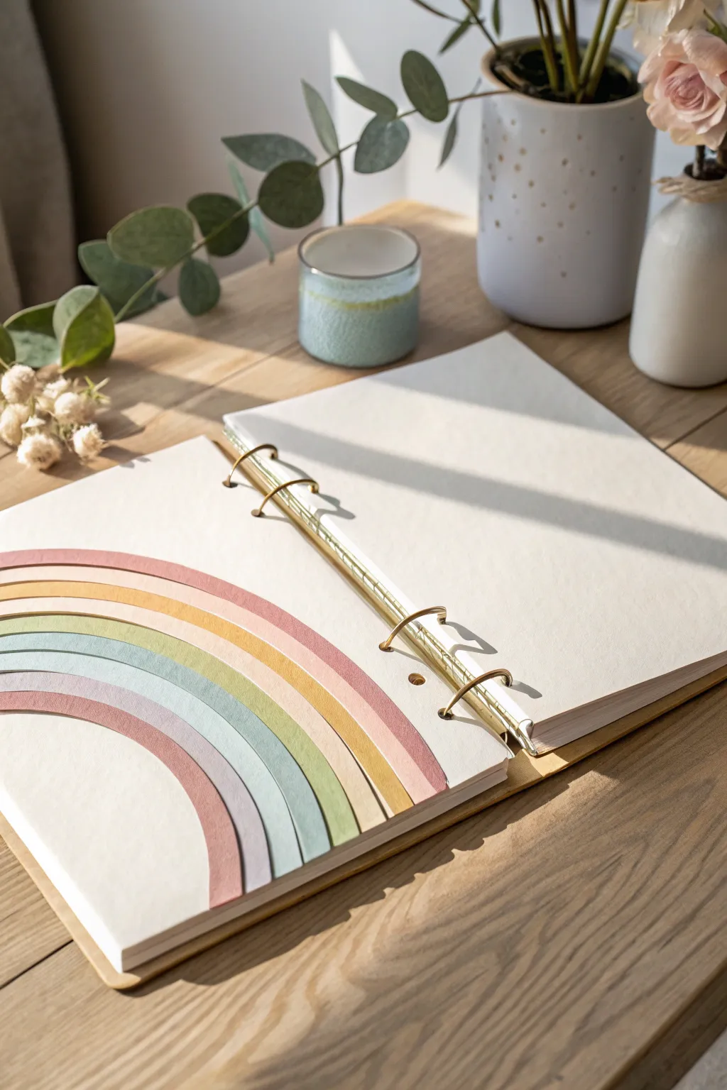 Add a splash of joy to your scrapbook with minimalist rainbow effects!