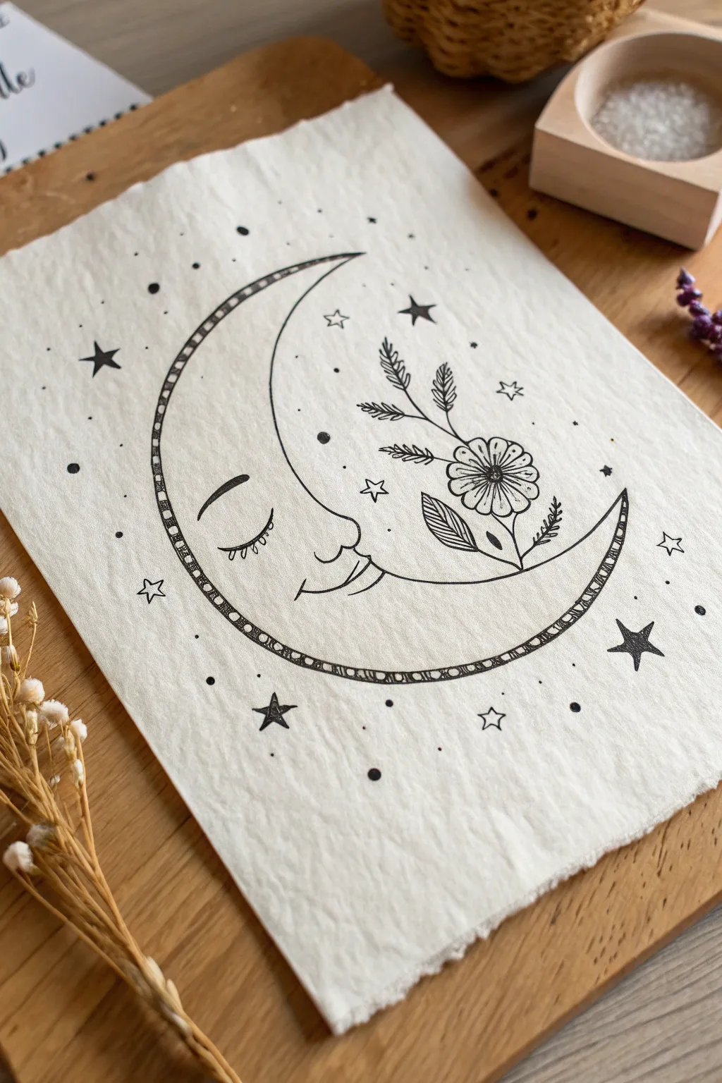 Capture the charm of simplicity with a serene moon doodle that exudes personality and natural beauty.