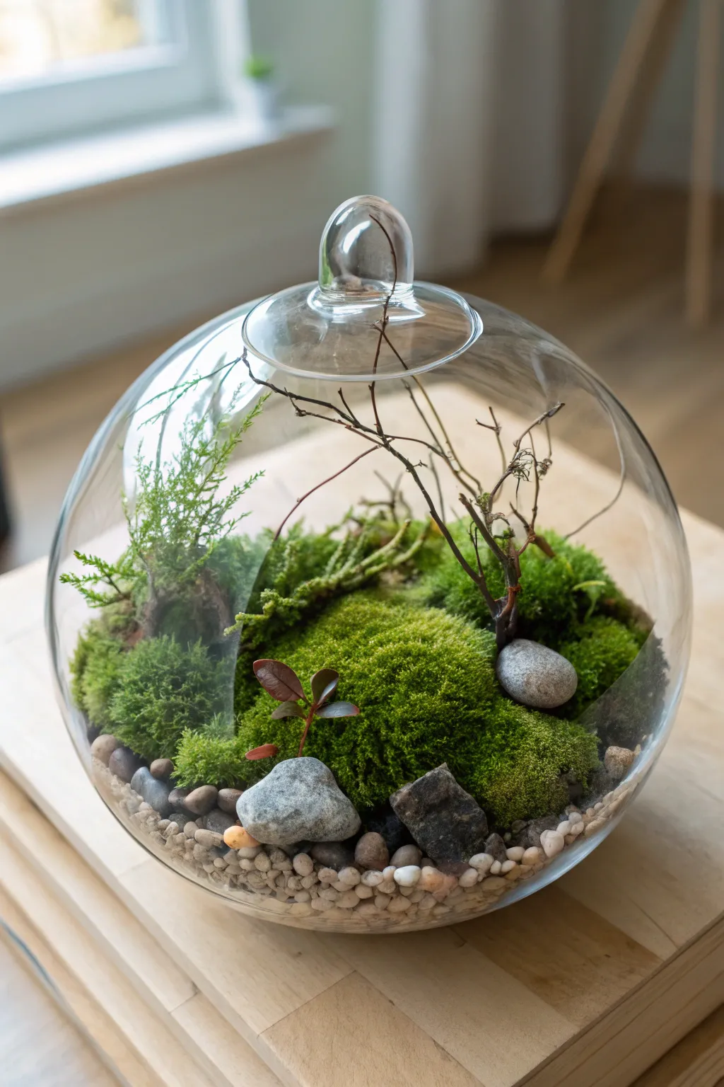 Bring a touch of nature to your desk with a serene moss terrarium. 🌿 #MossArt #MinimalistDecor