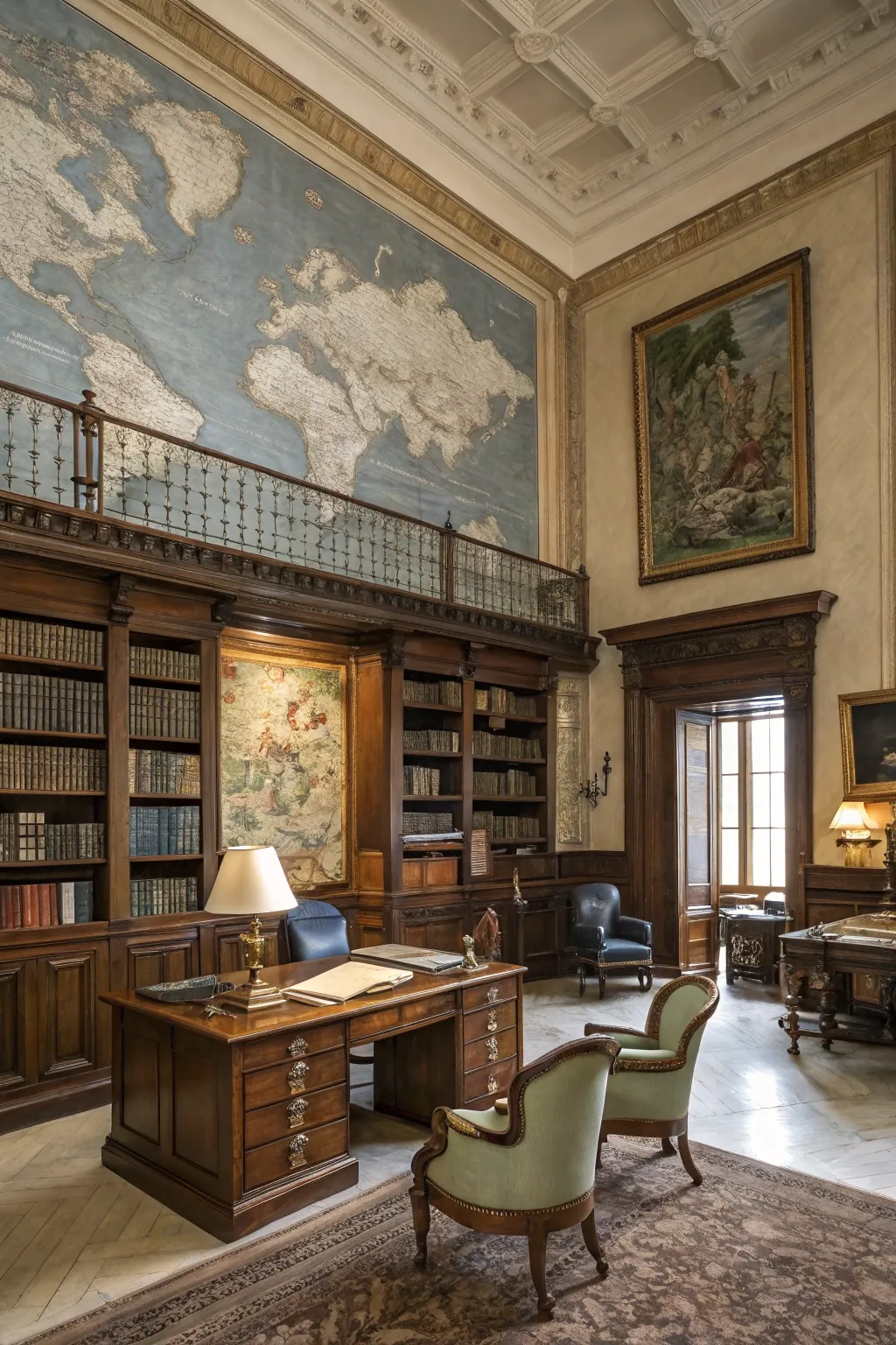 Add sophistication with historical nautical map paintings.