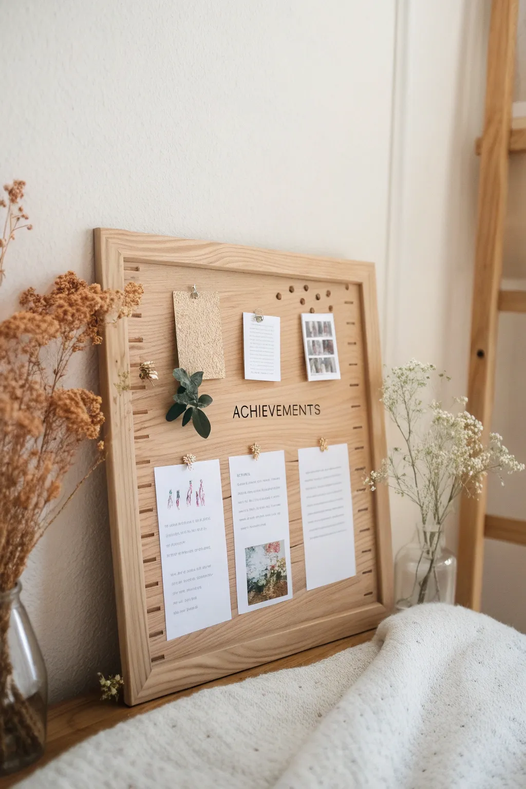 Celebrate your journey: A minimalist bulletin board for reflecting on past achievements.
