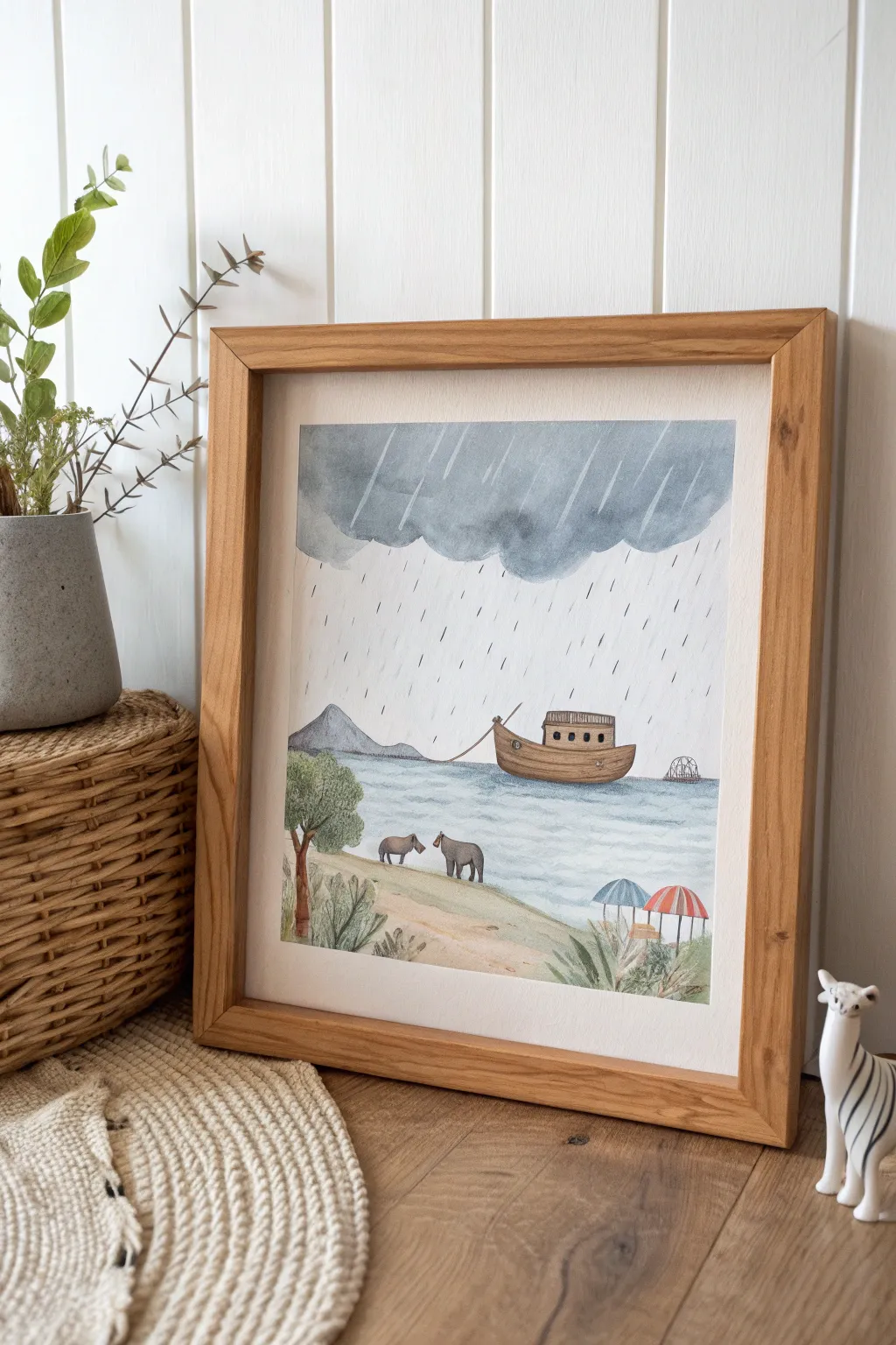 Embrace tranquility with a rainy day watercolor scene, capturing nature's gentle beauty before the voyage begins.
