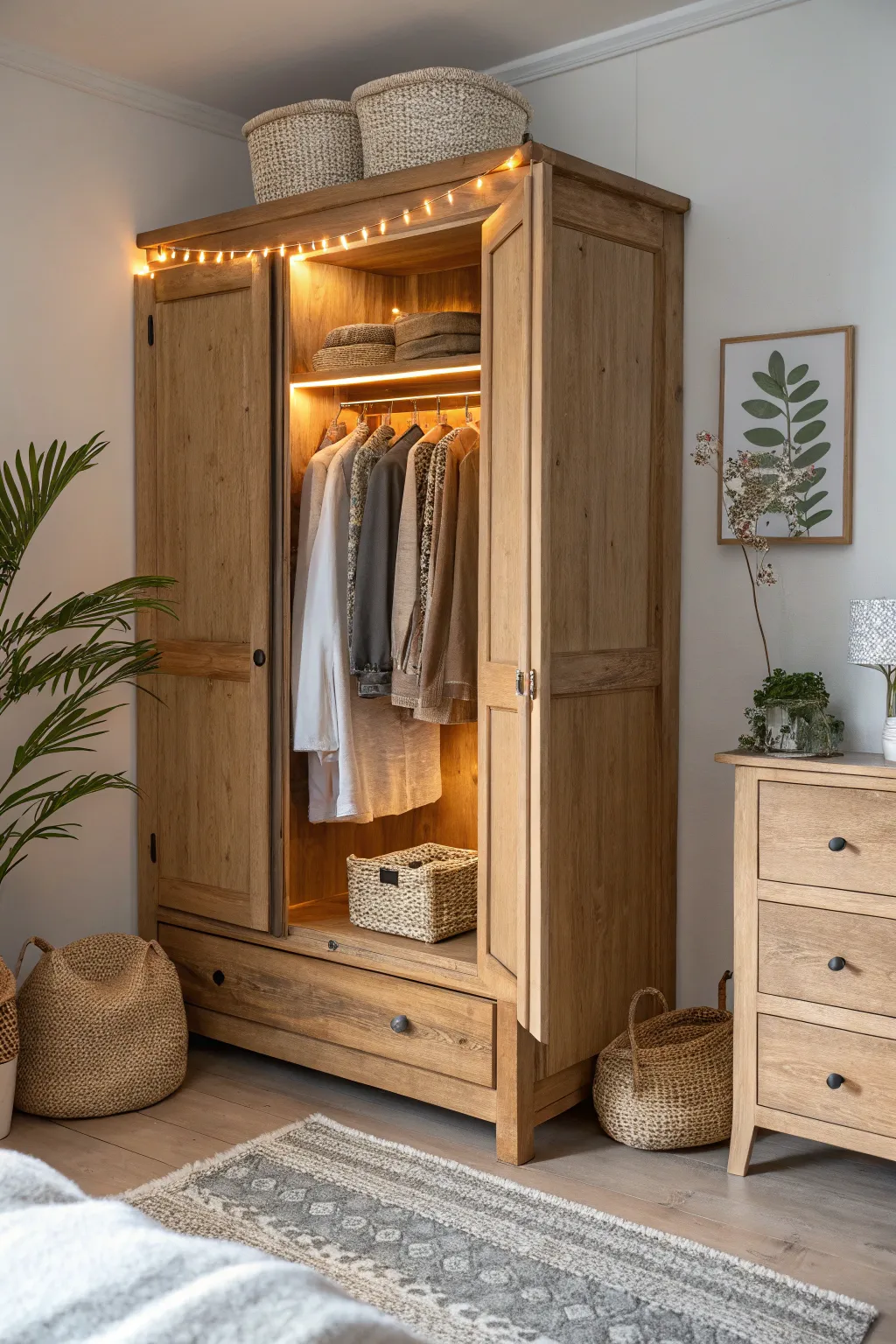 Transform your old wardrobe into a boutique-inspired haven with elegant LED lighting.