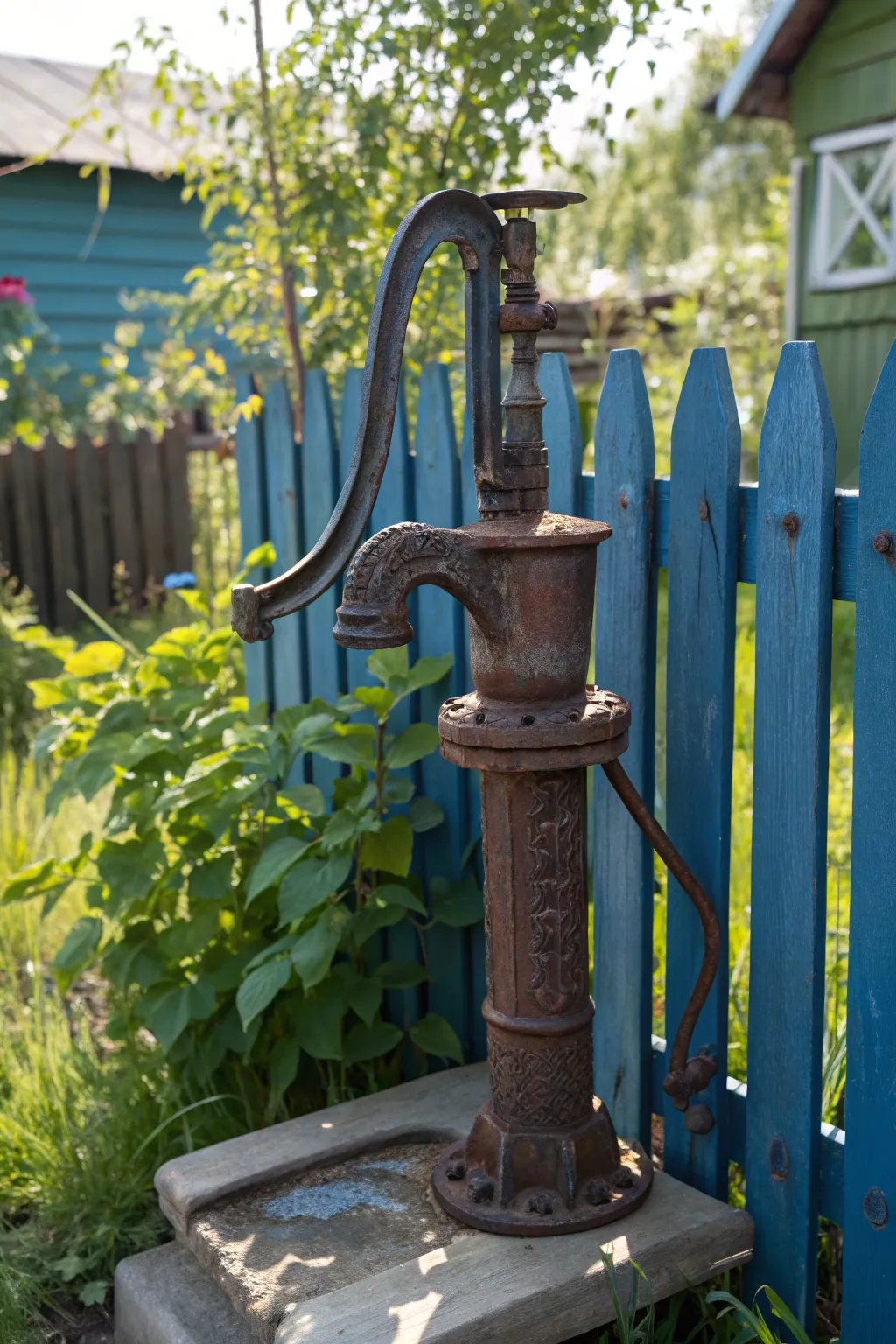 Transform your garden with a touch of rustic charm using a beautifully crafted vintage pump.