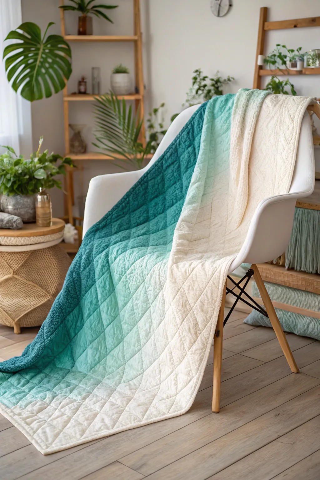 Unexpected Elegance: Off-Center Ombre Quilt for a Modern Minimalist Touch