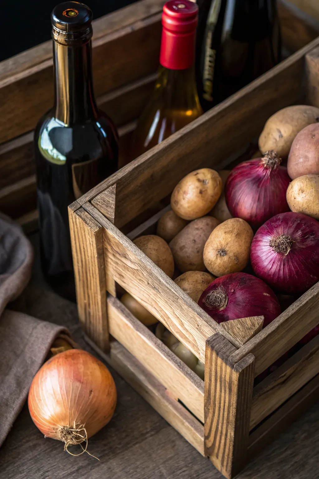 Elevate your storage game with repurposed wine crates—where rustic charm meets practicality!