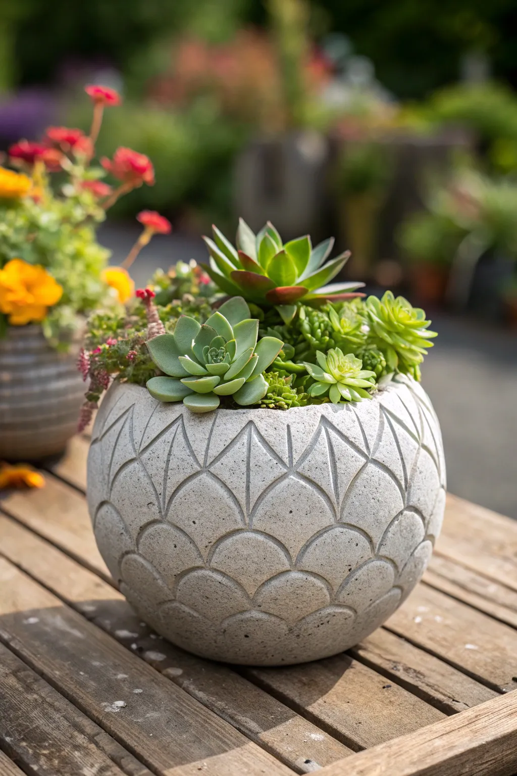 Elevate your garden with the bold elegance of cement planter spheres.