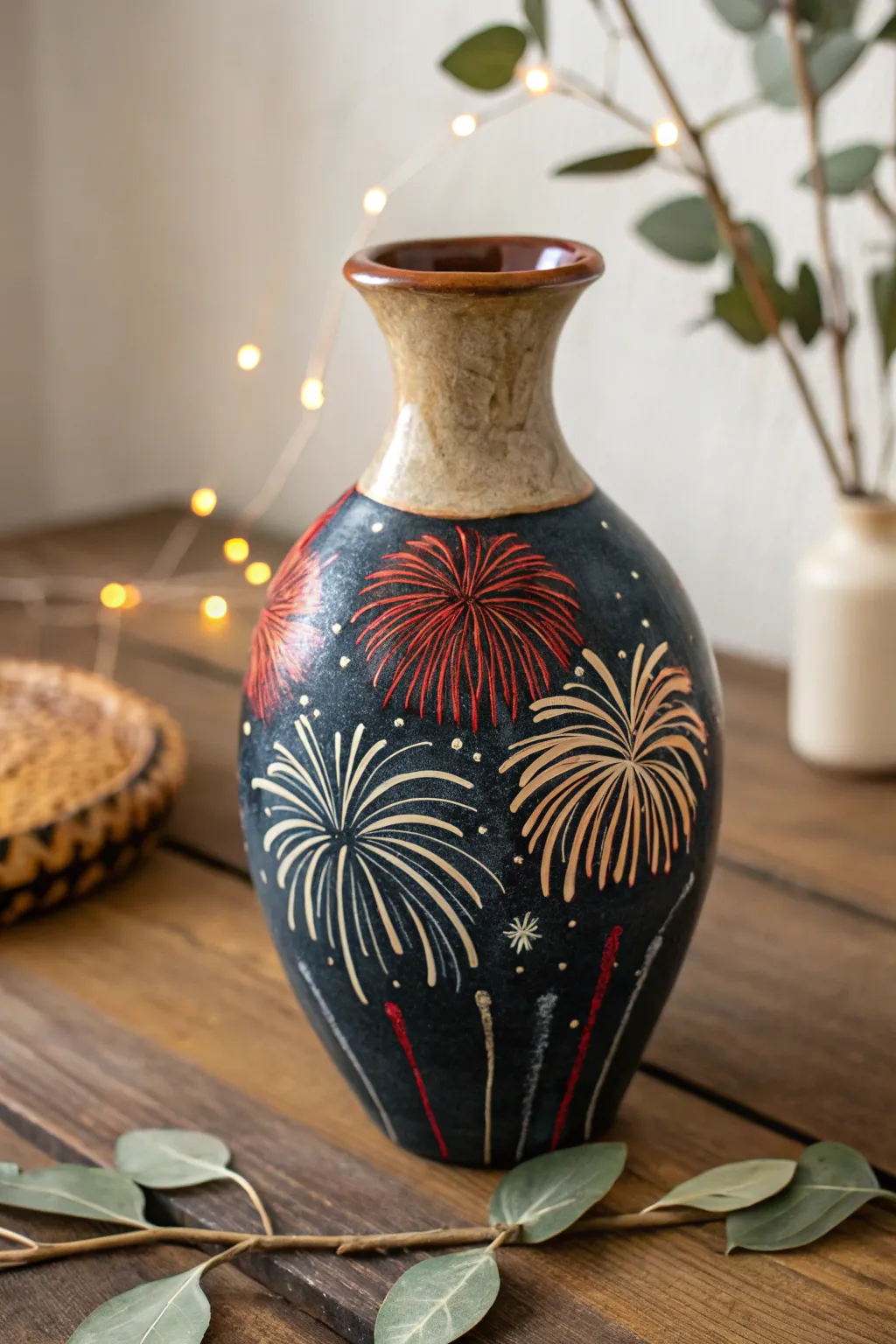 Celebrate creativity with this stunning fireworks-inspired ceramic vase, perfect for adding a burst of color to your minimalist decor.