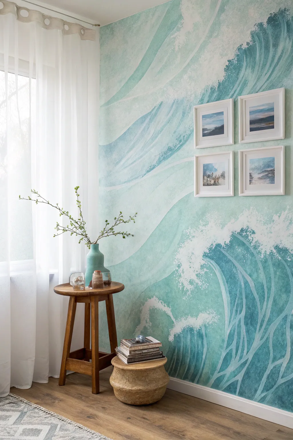 Transform any space into a serene retreat with calming watercolor waves.