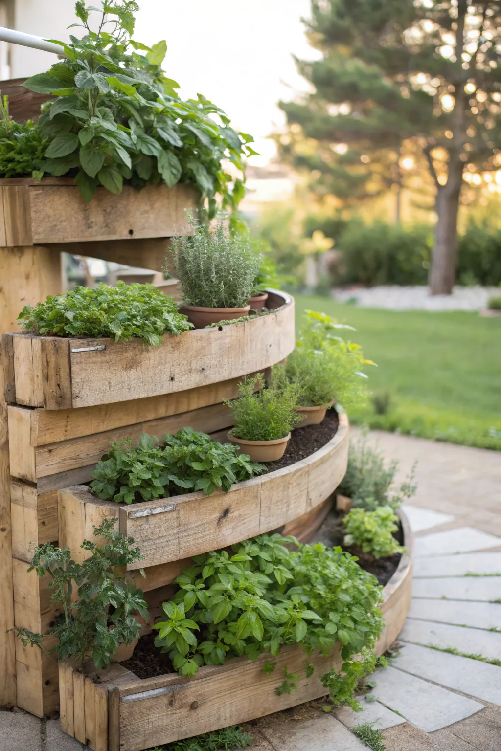 Transform your garden with a stunning pallet herb spiral that blends minimalist elegance with boho charm.