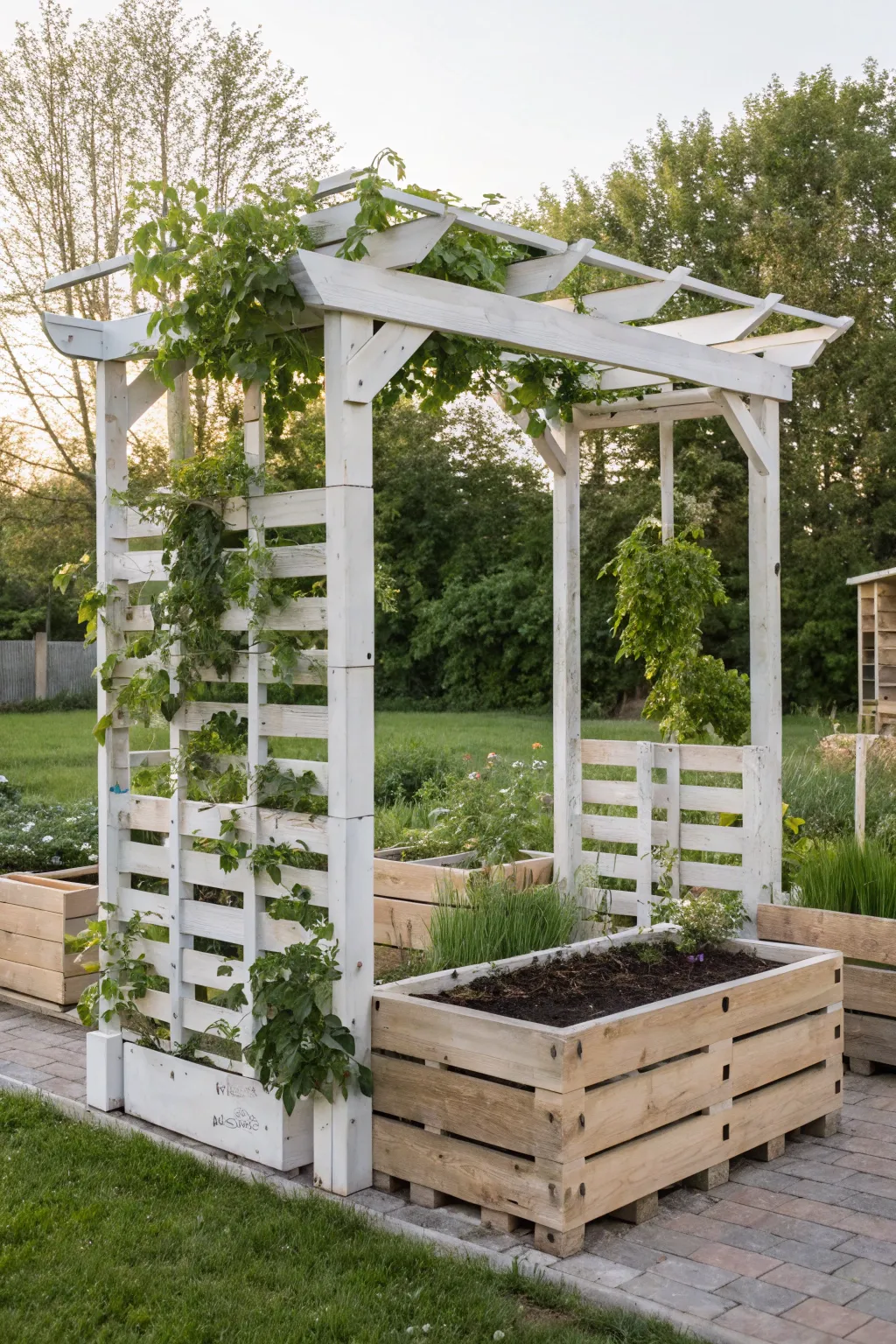 Transform your garden with a stunning pallet pergola – where simplicity meets natural elegance.