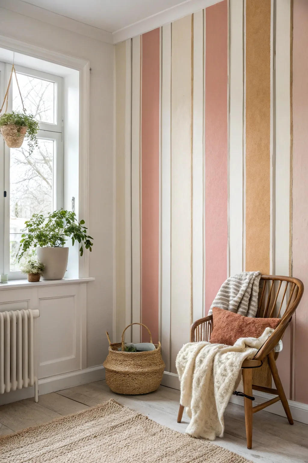 Transform your space with vertical stripes for a ceiling-lifting effect. #ScandiBohoCharm