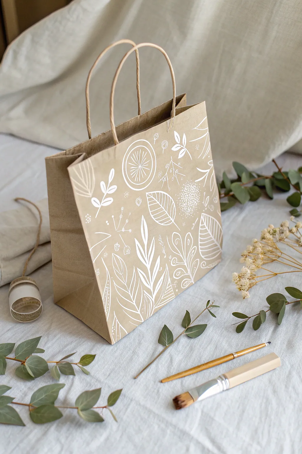 Unleash your creativity with this interactive paper bag design, where simplicity meets personal expression.