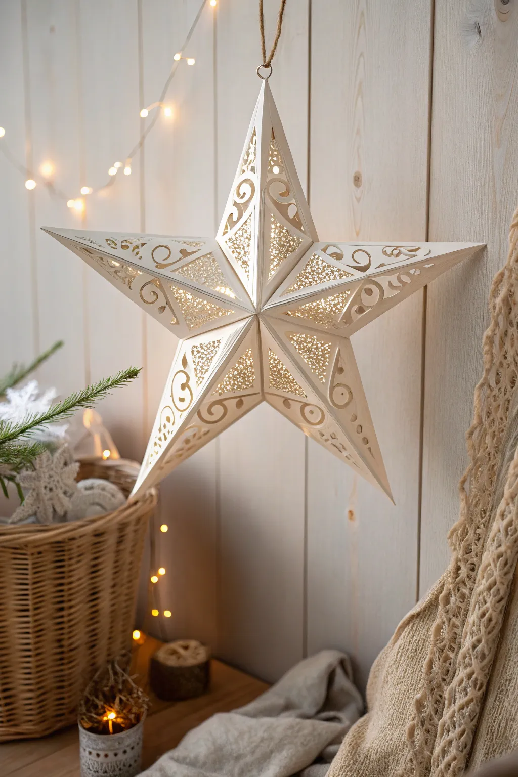 Add a touch of festive elegance with handcrafted paper stars, perfect for a minimalist holiday decor.