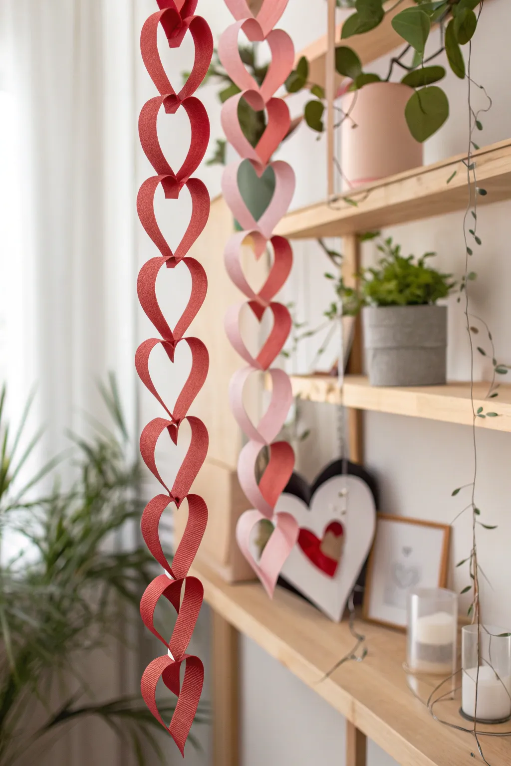 Add a touch of handcrafted elegance with a twisted heart garland, perfect for your minimalist decor.