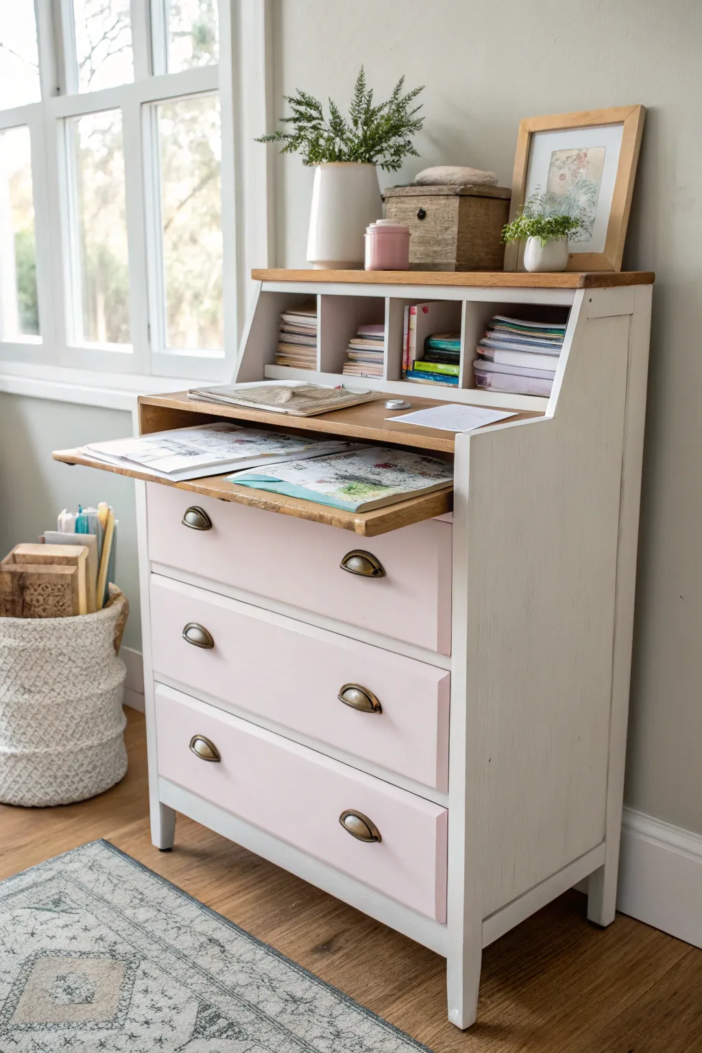 Breathe new life into old furniture with this chic paper organizing idea. Perfect for adding a touch of charm to any minimalist space!