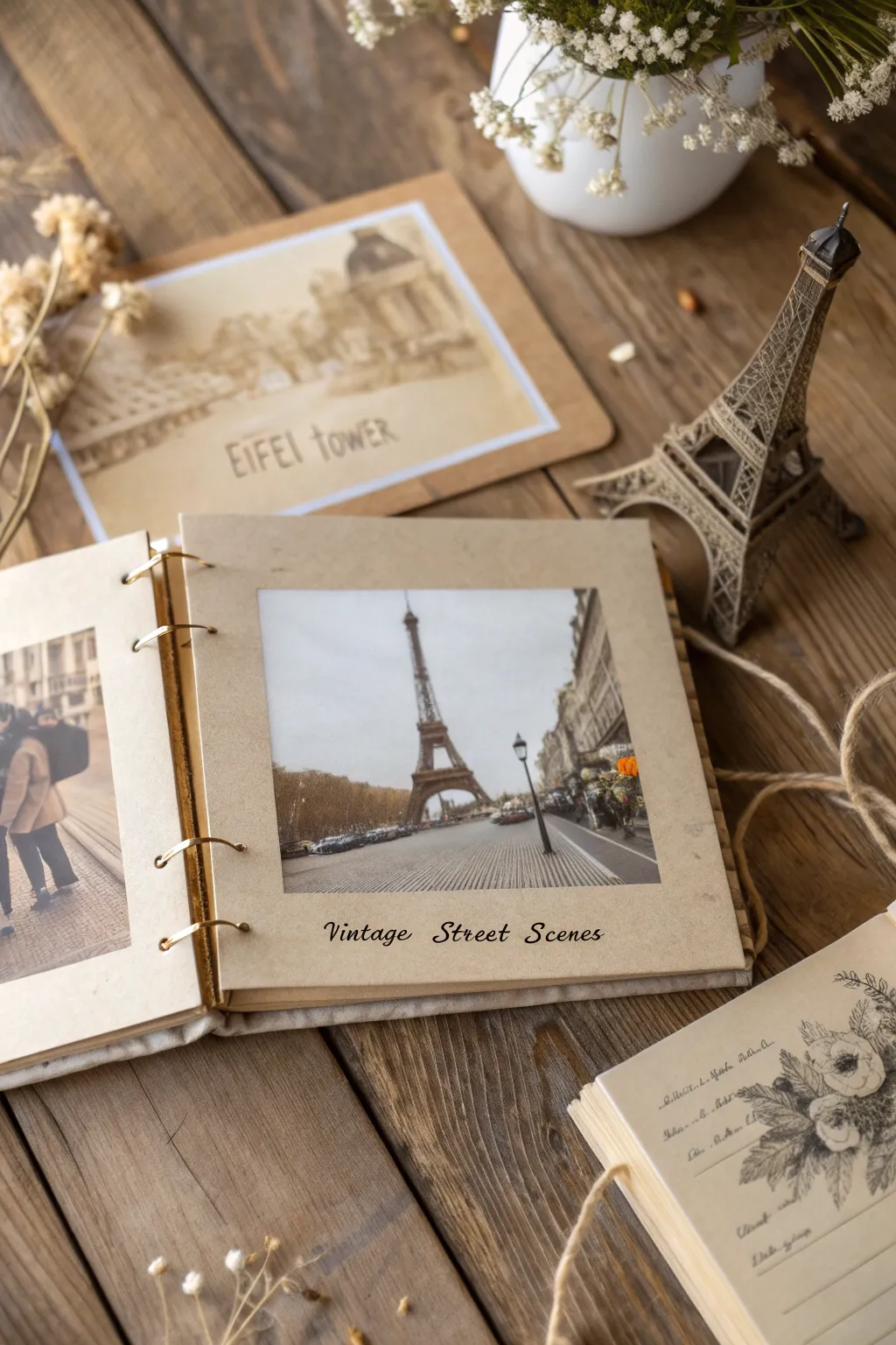 Capture the timeless charm of Paris with sepia-toned scrapbook memories.