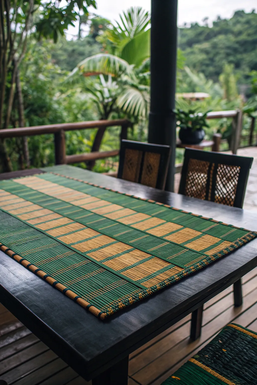 Elevate your patio with the exotic charm of a bamboo mat—where craftsmanship meets tropical vibes.