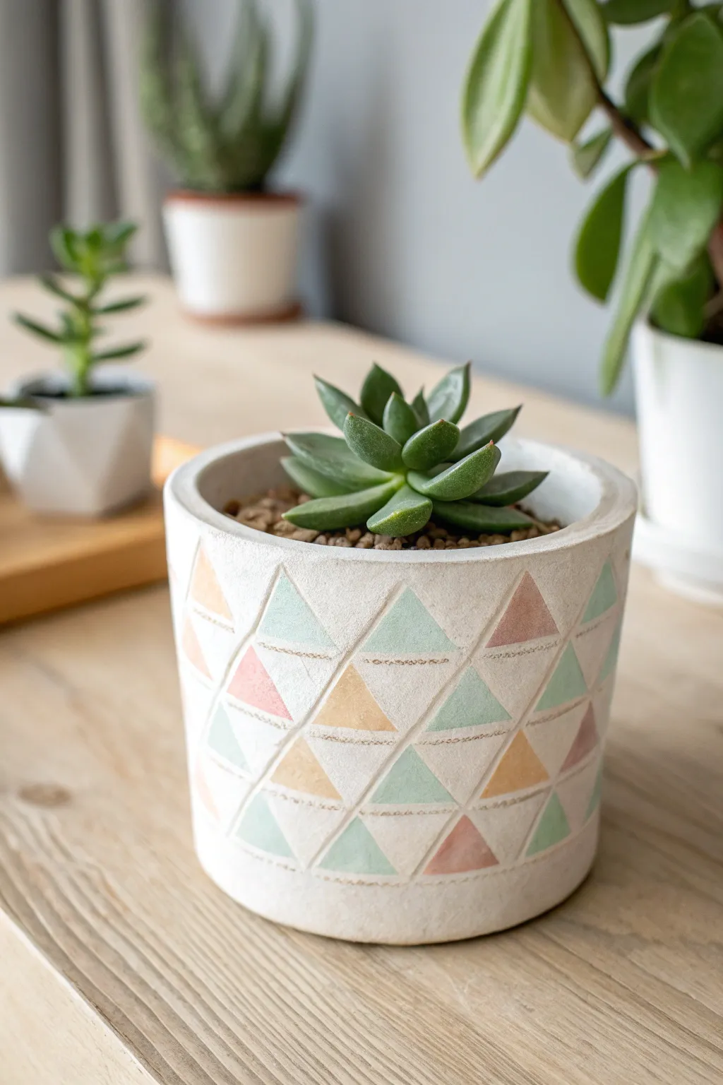 Elevate your space with a touch of modern elegance—geometric designs bring your planter to life!