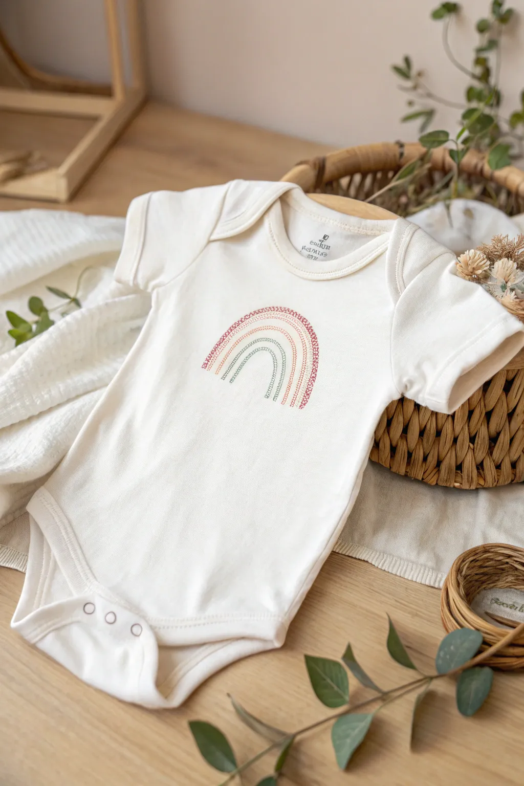 Embrace the magic of Rainbow Dreams with this charming personalized onesie, perfect for your little one's colorful adventures.