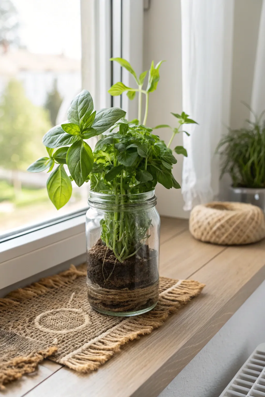 Transform a pickle jar into a stylish kitchen herb garden with minimalist and Boho charm!