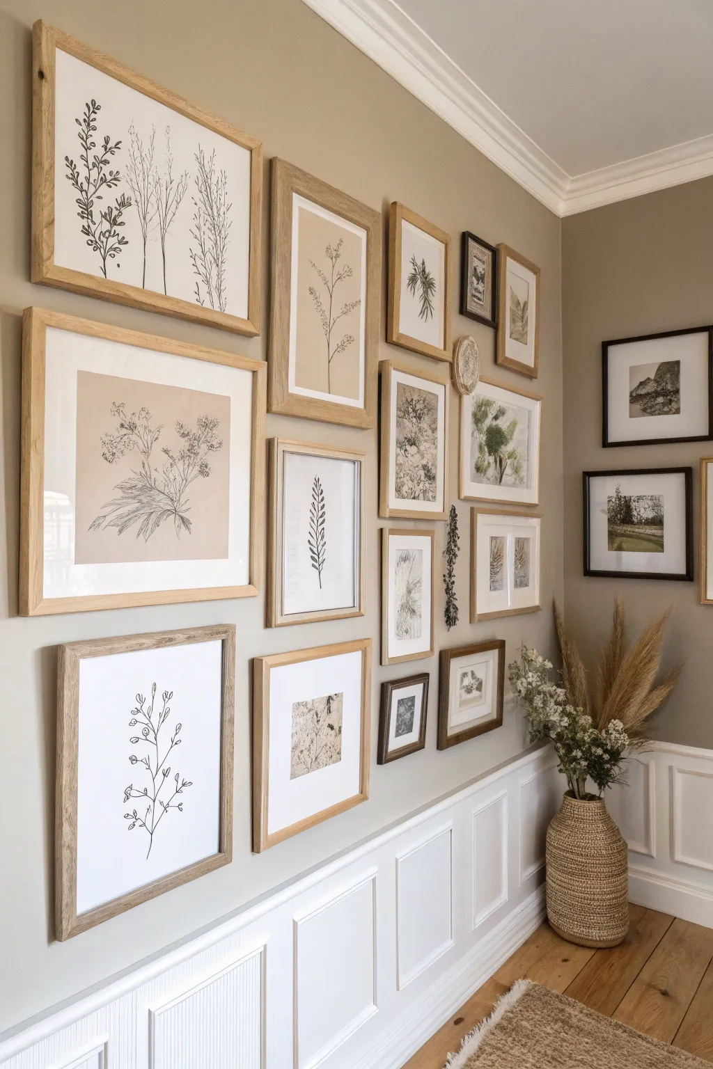 Transform neglected corners into artful displays with a minimalist corner gallery.
