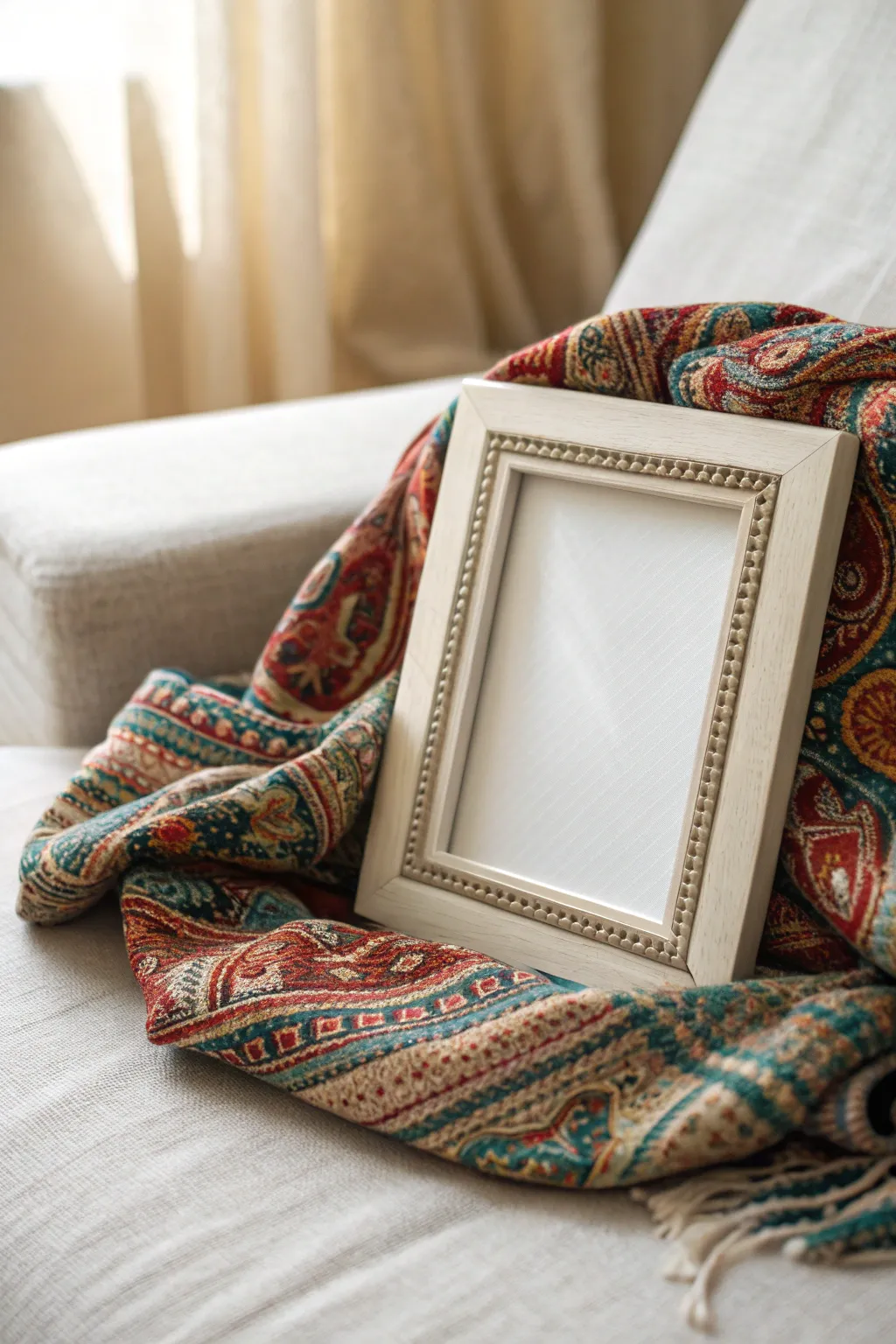 Transform your frames with vibrant fabric for a cozy, boho-chic touch.