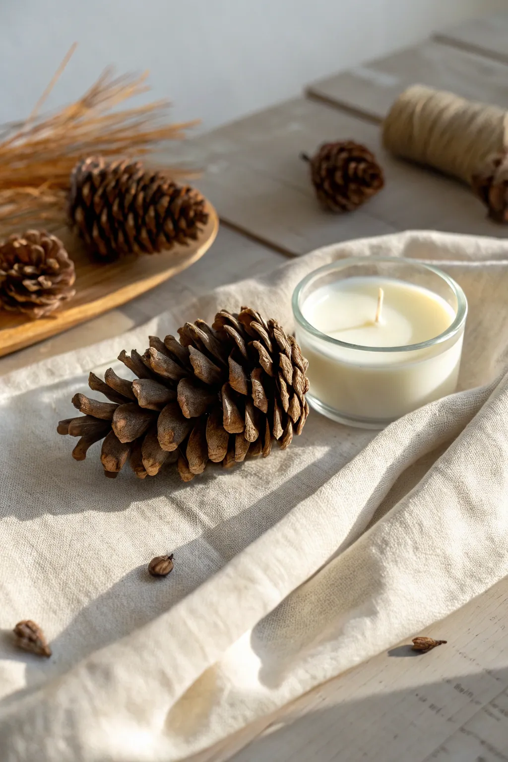 Elevate your cozy winter nights with the artisanal charm of wax-dipped pine cone fire starters.