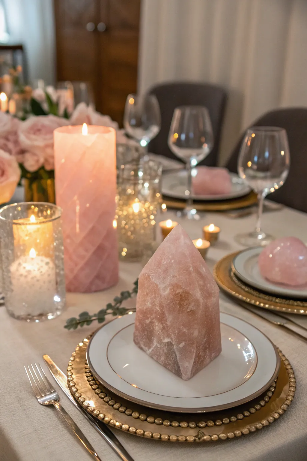 Mystical elegance with crystal decorations.