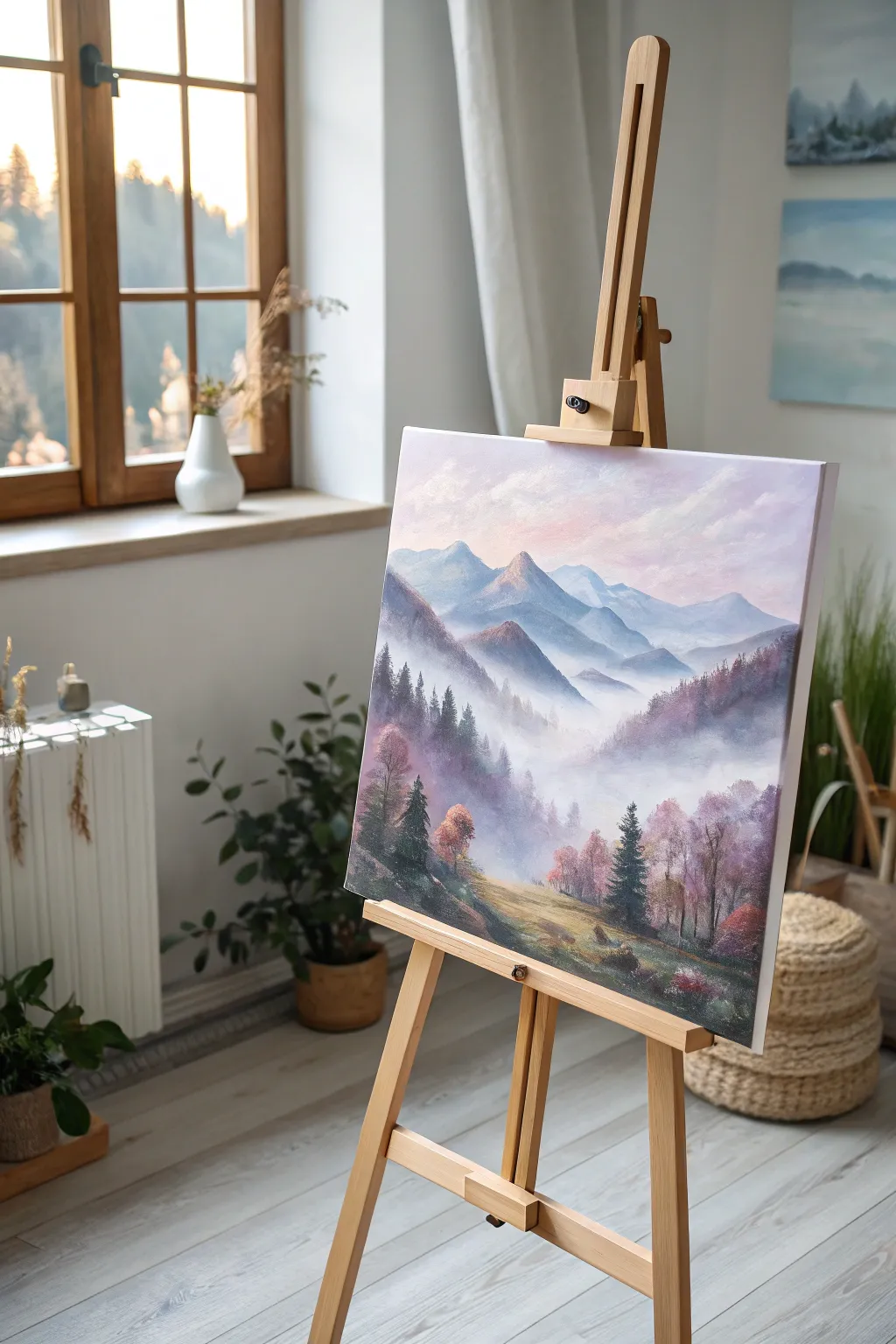 Escape into a world of whimsy and wonder with this minimalist fantasy landscape painting. Let your imagination roam free!