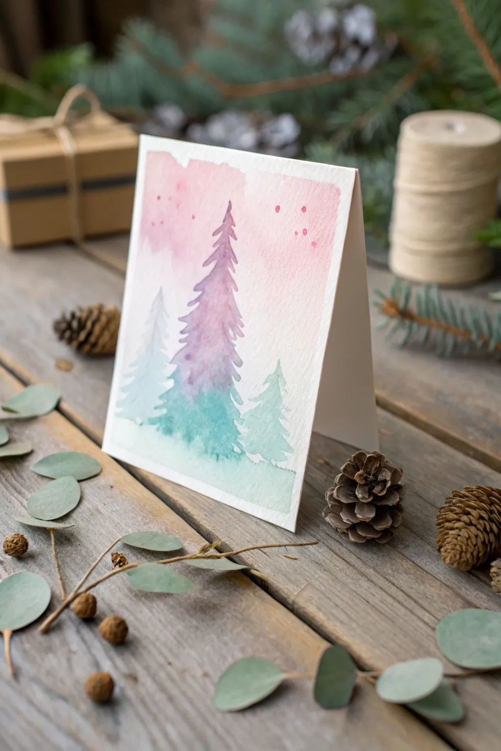 Elevate your holiday greetings with a dreamy watercolor wash. 🌿✨ #MinimalistChristmas #HandcraftedElegance