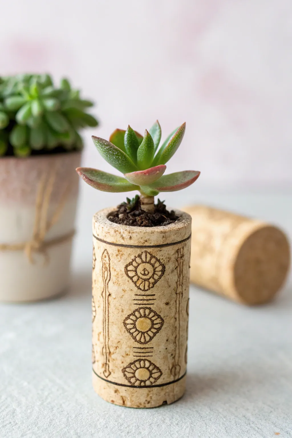 Bring a touch of nature to your fridge with a charming wine cork succulent magnet!
