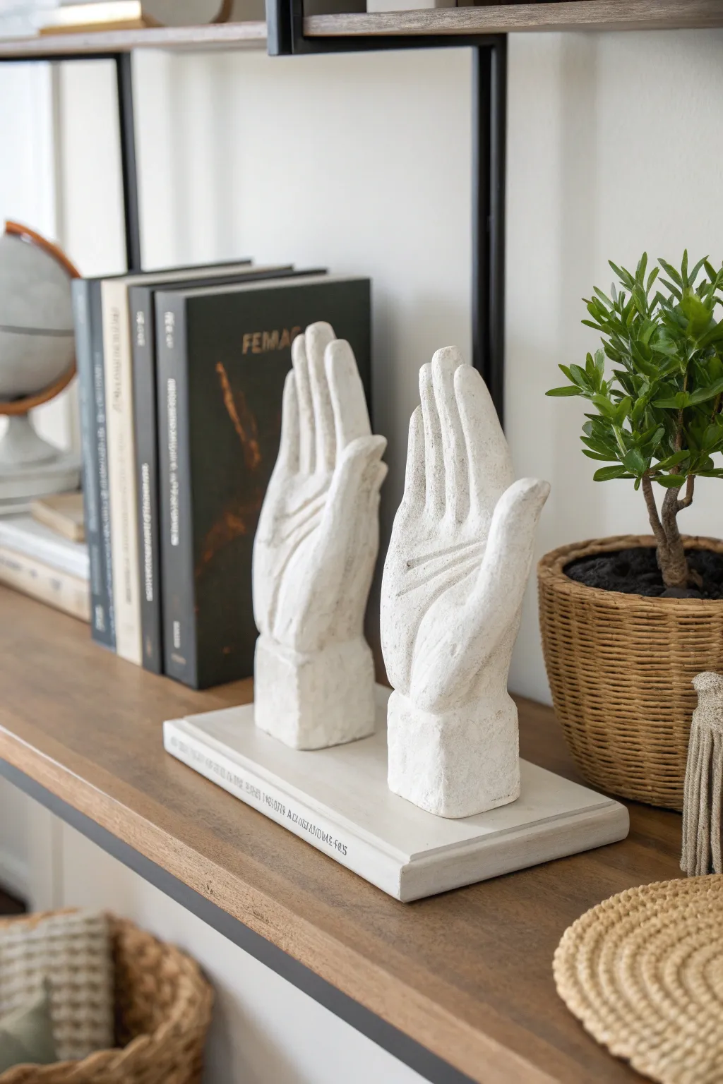 Elevate your bookshelf with these artistic plaster hand bookends, where function meets minimalist beauty.
