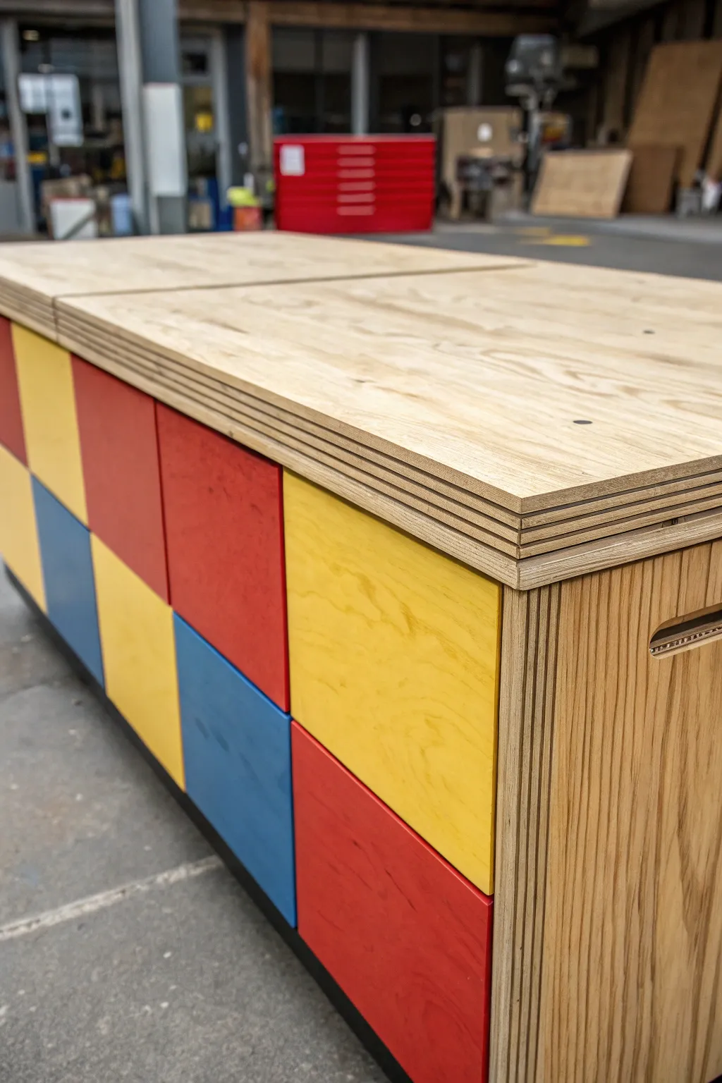 Transform your space effortlessly with a customizable modular plywood countertop. A perfect blend of craftsmanship and bold design.