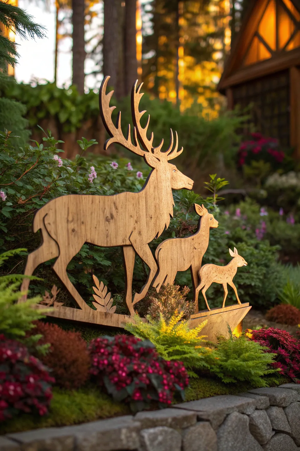 Bring the magic of the forest to your garden with this stunning deer family cutout, a true testament to exquisite craftsmanship.