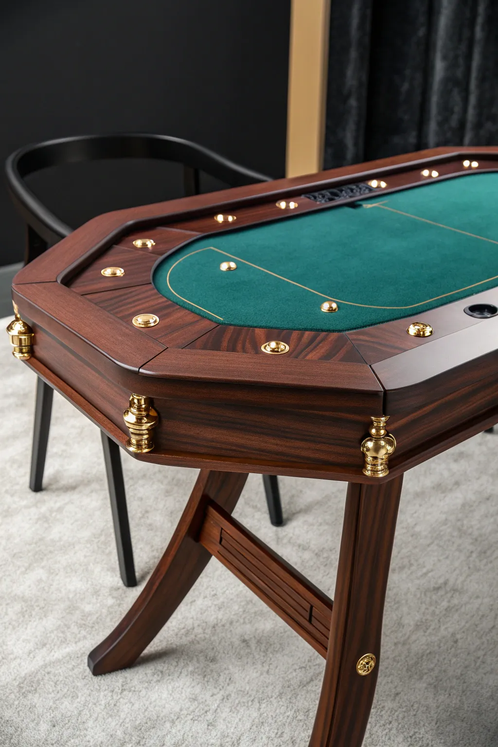 Space-saving elegance: Unfold a game night masterpiece with this foldable poker table.