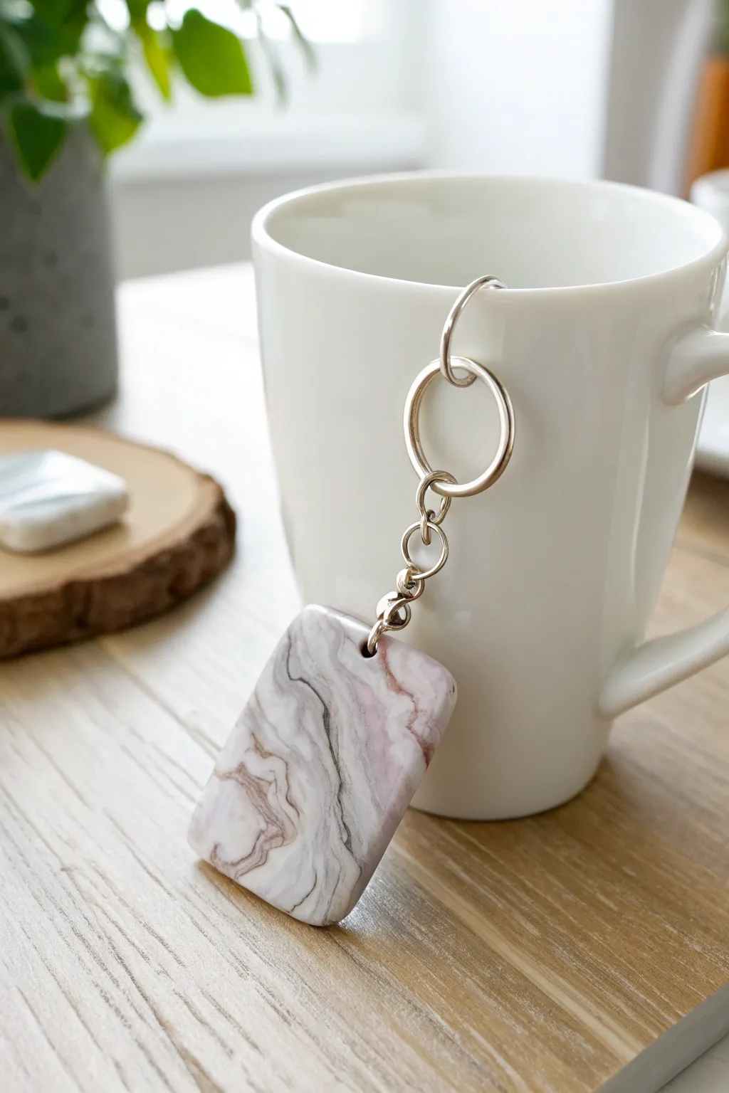 Elevate your coffee break with a touch of elegance ✨ Discover the beauty of faux stone textures in polymer clay mug charms. #MinimalistBeauty #BohoChic