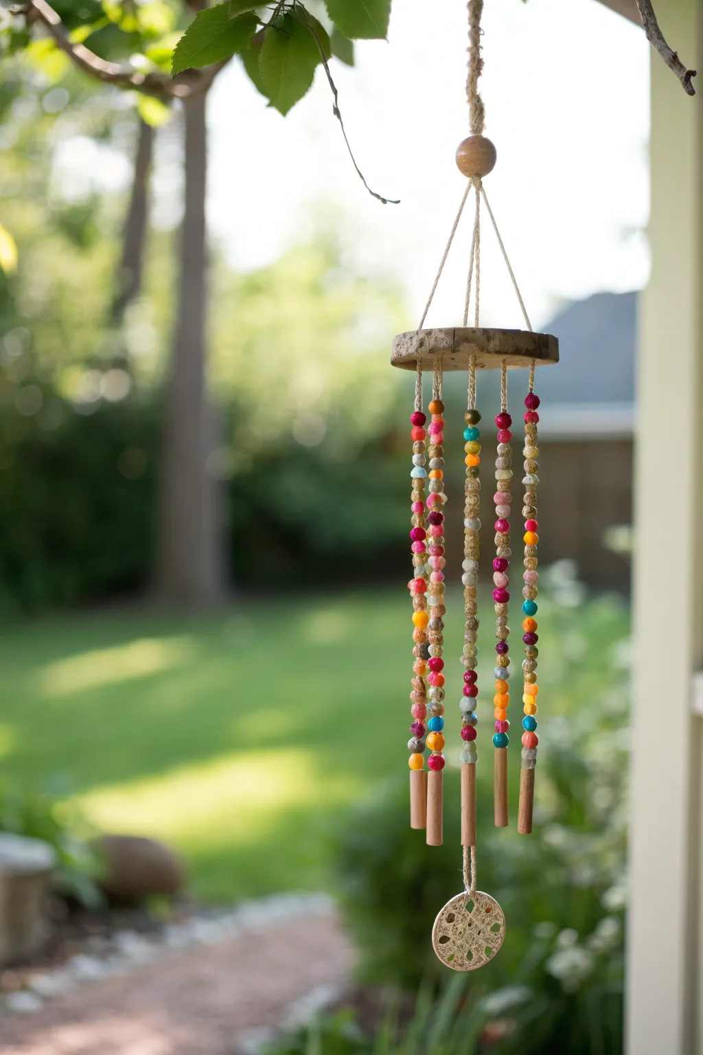 Enchant your garden with the gentle melody and vibrant hues of pony bead wind chimes.