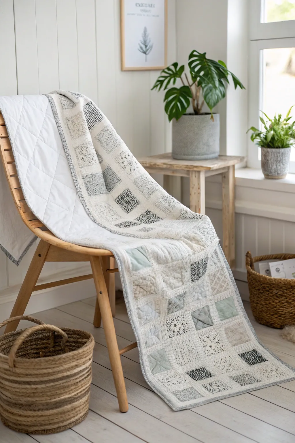 Embrace modern minimalism with a chic postage stamp quilt, perfect for adding a touch of elegance to your space.