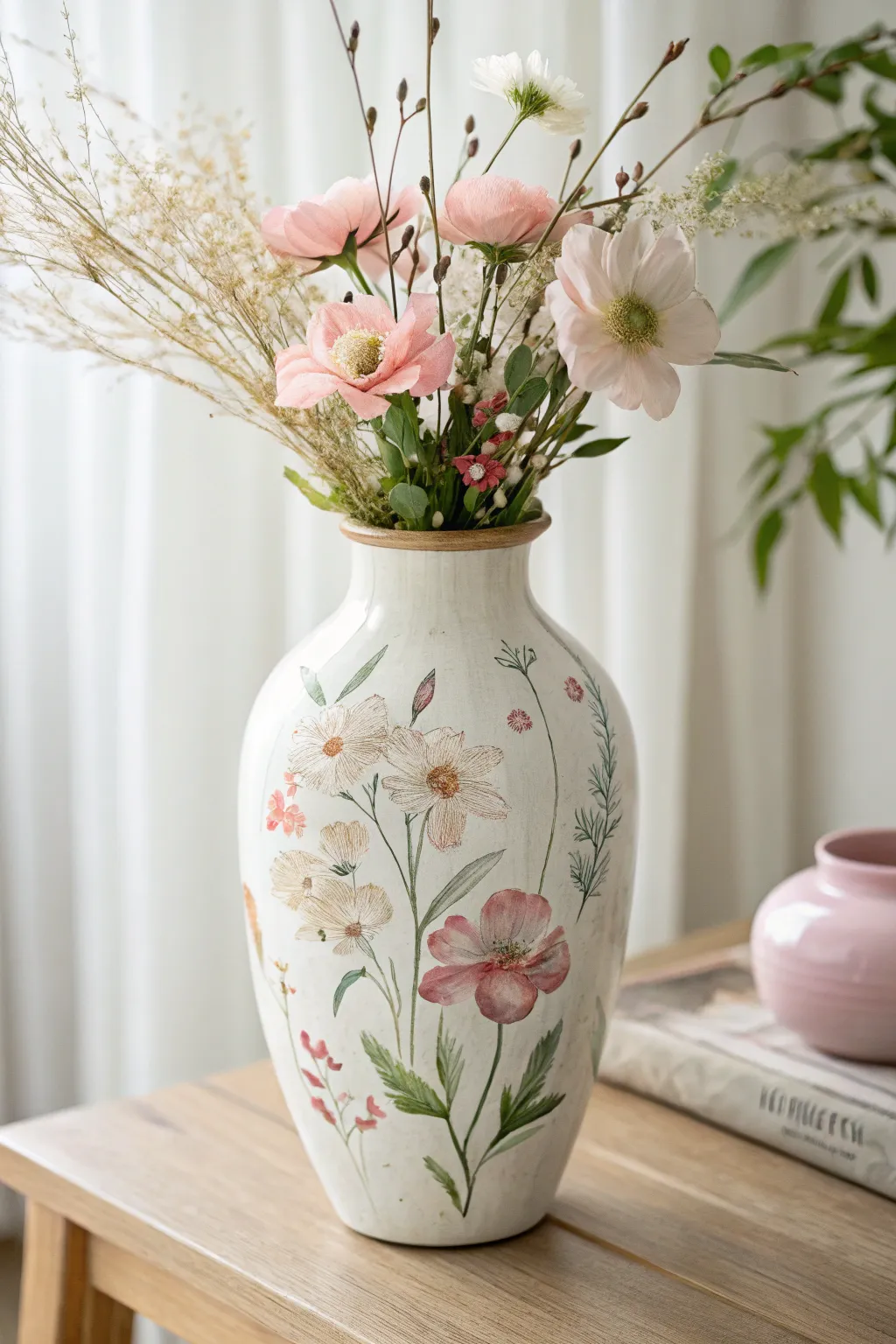 Embrace the art of watercolor florals on pottery for a serene and elegant touch.