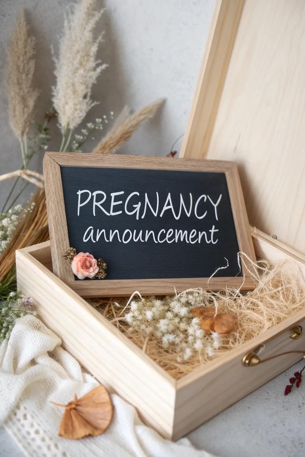 Announce your joy with a touch of elegance and simplicity. ✨🖤 #PregnancyAnnouncement #ScandiBoho