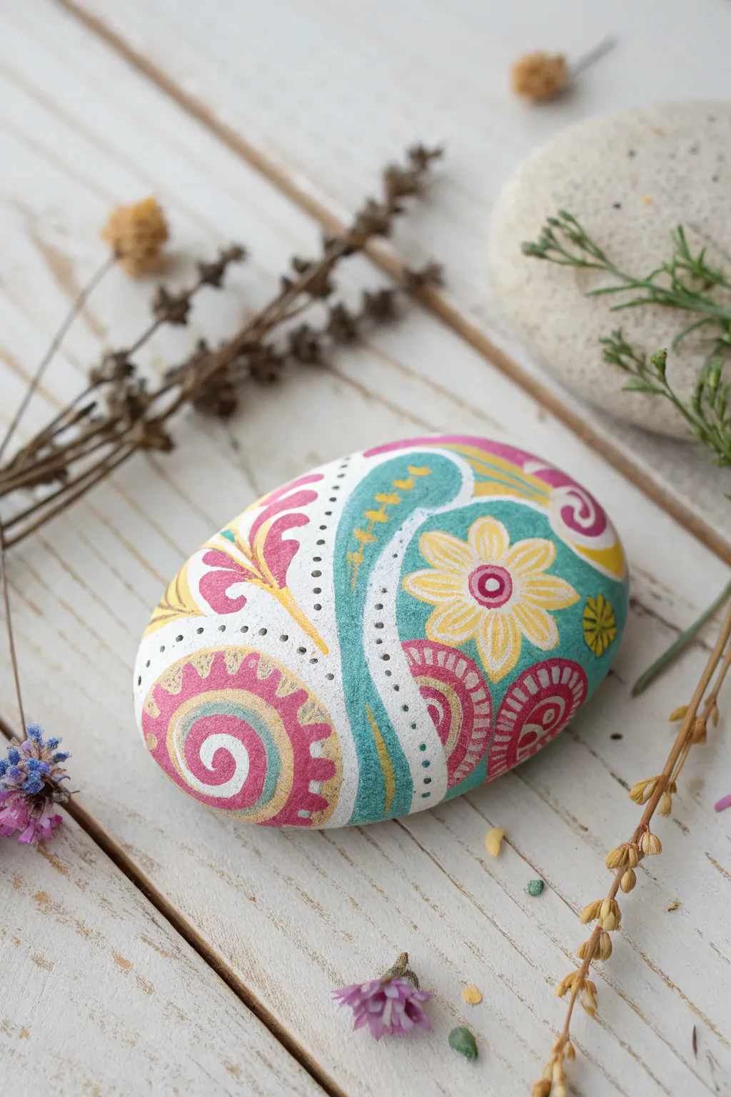 Add a splash of retro charm to your decor with funky painted rocks!