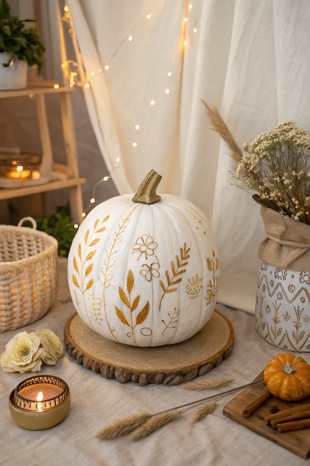 Capture your pumpkin artistry in style with this chic, minimalist photo booth setup. 🌿🎃✨