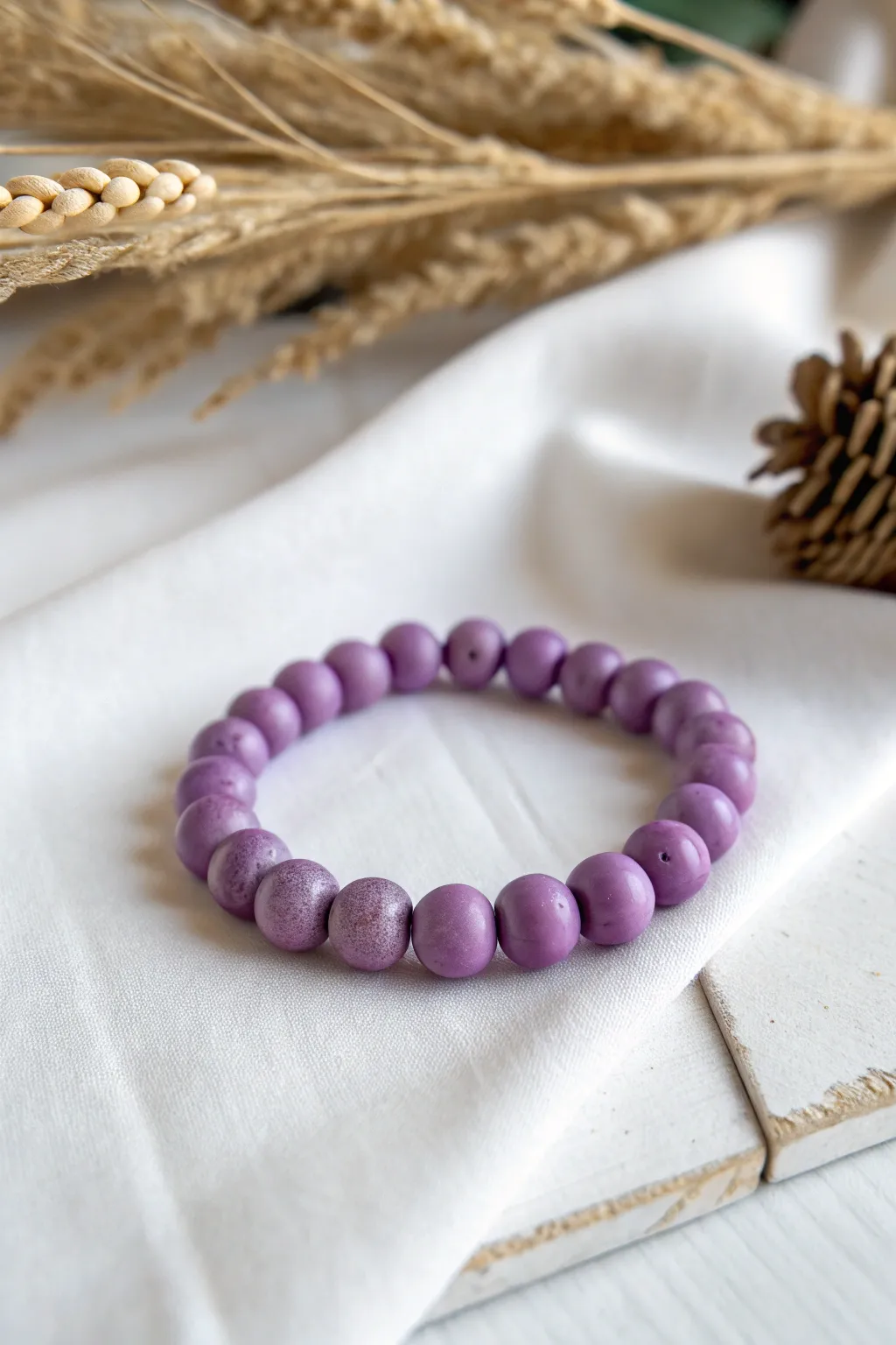Embrace nostalgia with this charming purple clay button bead bracelet—where simplicity meets Boho elegance.