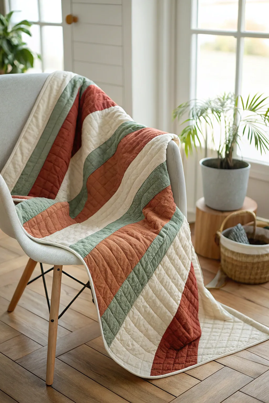 Chic stripes meet timeless elegance in this contemporary quilt masterpiece.