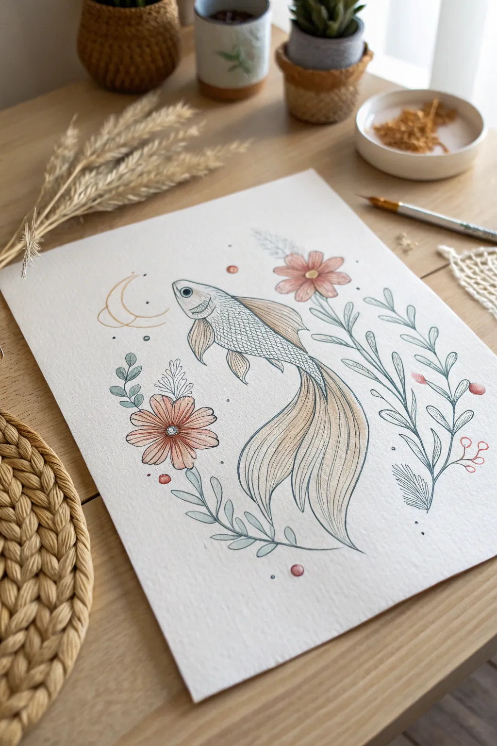 Dive into creativity with this whimsical fish doodle, where simplicity meets elegance.