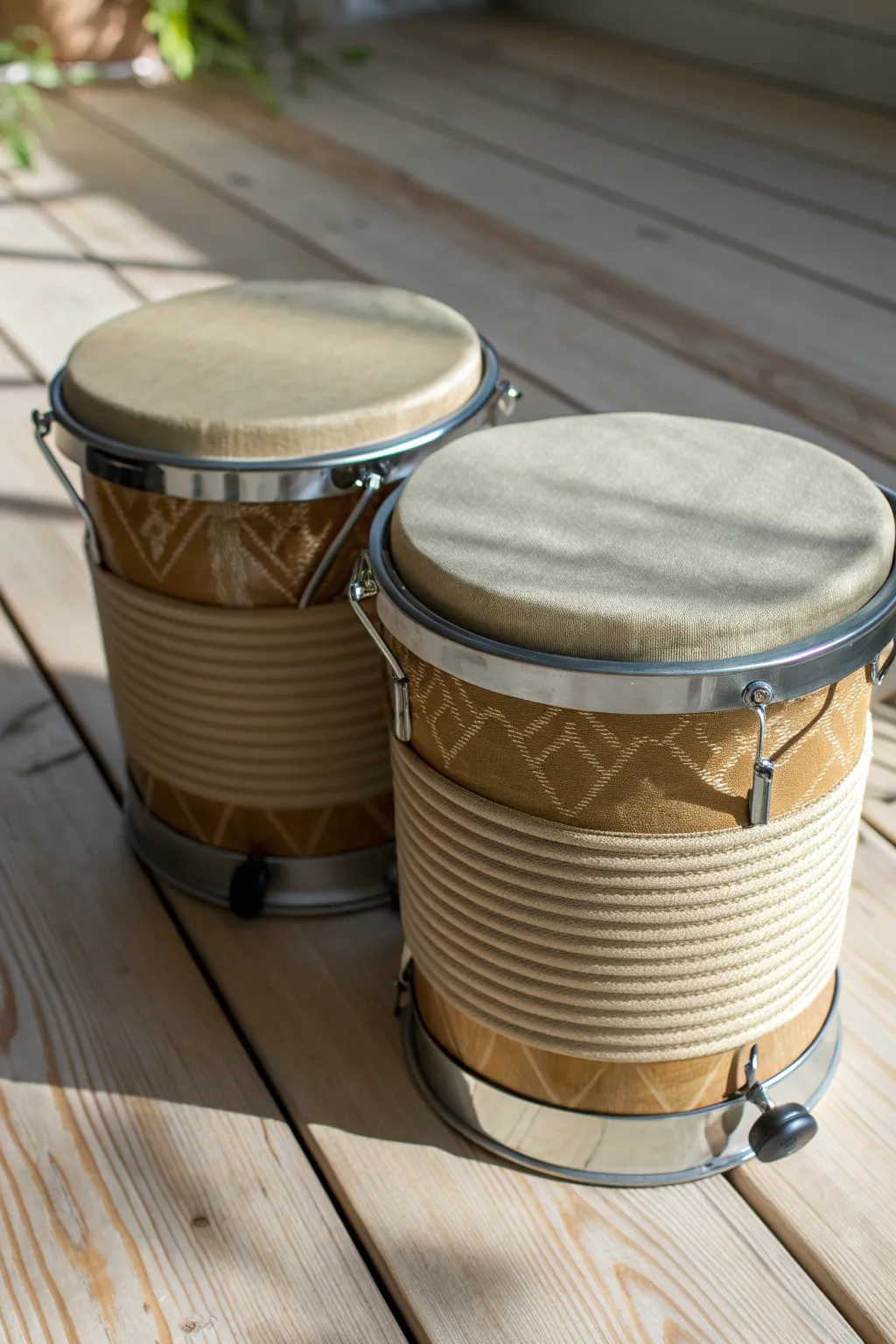Transform your coffee cans into musical art with these eco-friendly DIY bongos! 🎶✨ #ScandiBoho #SustainableCrafts